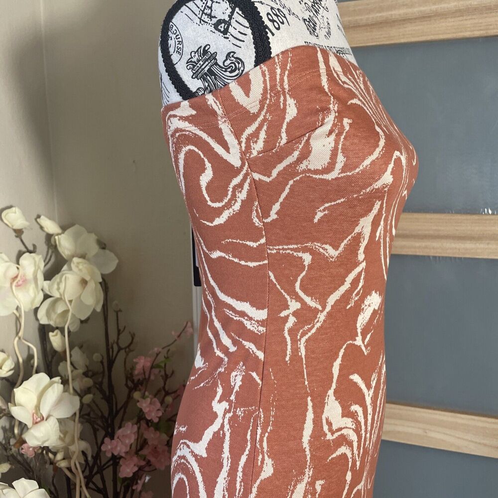 Fashion Nova Strapless Midi Bodycon Dress Orange Sz Medium Brunch Date Vacation - Picture 3 of 7